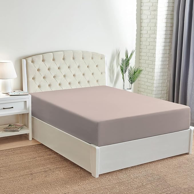 Mellanni Twin Fitted Sheet - Iconic Collection Bedding Sheets with up to 16 inch Deep Pocket - Soft & Cooling - Fade & Stain Resistant - 1 PC (Twin, Tan)