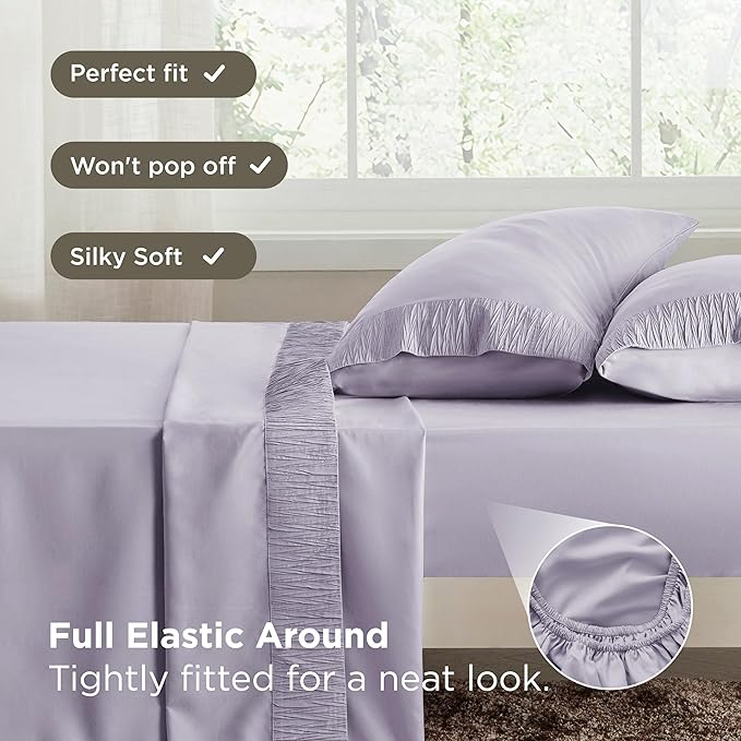 Bedsure Twin Sheets Set - 3 Pieces Soft Twin Bed Sheets - Breathable & Cooling - Hotel Luxury - Easy Care Polyester Microfiber Bedding for Women, Men, Lavender