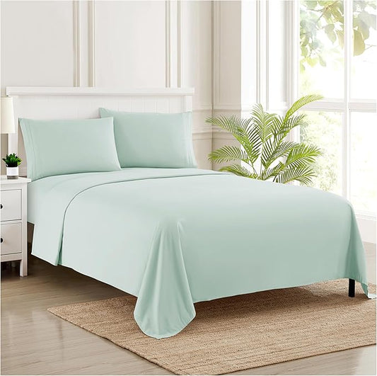 Twin XL Sheets - Breathable Luxury Sheets with Full Elastic & Secure Corner Straps Built In - 1800 Supreme Collection Extra Soft Deep Pocket Bedding Set, Sheet Set, Twin XL, Mint