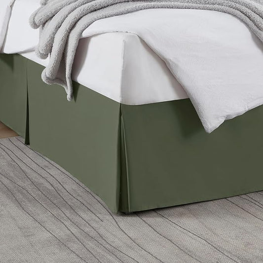 Nestl Olive Green Bed Skirt King Size - King Bed Skirt 14 Inch Drop - Brushed Microfiber Bed Skirts - Hotel Quality Pleated Bed Skirt - Shrinkage & Fade Resistant