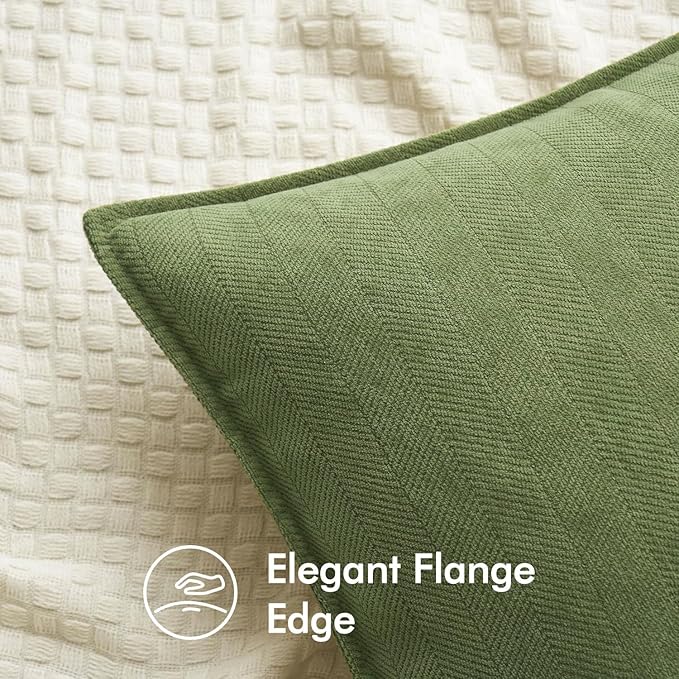 MIULEE Pack of 2 Sage Decorative Pillow Covers 18x18 Inch Soft Chenille Luxurious Couch Throw Pillows Farmhouse Cushion Covers with Elegant Design for Sofa Bedroom Living Room Spring Home Decor