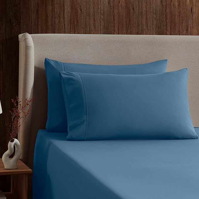 Nestl Twin Sheet Set - 1800 Ultra-Soft Microfiber Twin Bed Sheets - Double Brushed - Deep Pockets - Easy Fit - Extra Soft - 3 Piece Set - Bedding Sheets & Pillowcases (Twin, Blue Heaven)