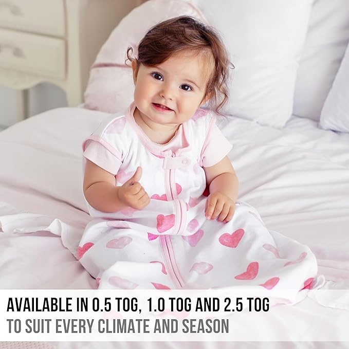 Baby Sleep Sack 1.0 TOG, Organic Cotton Baby Wearable Blanket with Two-Way Zipper, Swaddle Transition Baby Sleeping Bag, All-Season Sleep Sack for Newborn Infant Toddler Boy Girl, 2-Pack, 0-6 Month
