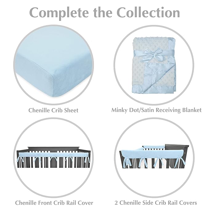American Baby Company Heavenly Soft Chenille Fitted Crib Sheet 28" x 52", Warm and Cozy Neutral Chenille Sheet, Blue, for Boys and Girls, Fits Crib and Toddler Bed mattresses