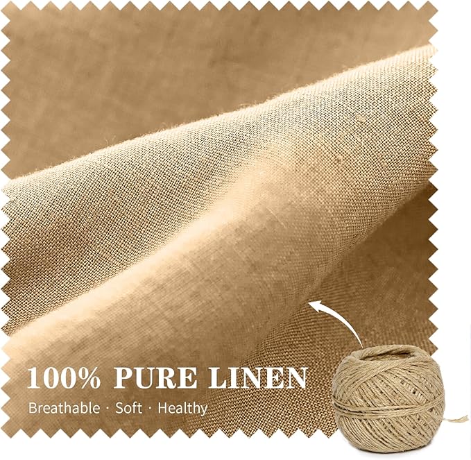 Simple&Opulence 100% Linen Lumbar Pillow Cover 12 x 20 Inches Set of 2 Rectangular Decorative Throw Cushion Cover for Couch Sofa Bed Living Room Office Soft Breathable Farmhouse - Sand