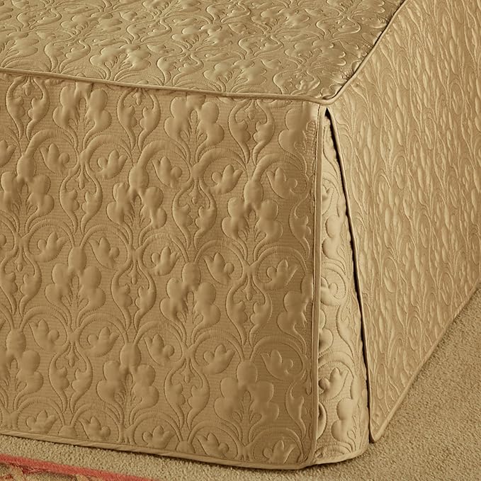 Cambridge Classic Luxury Bedding | Golden Bronze Solid Color Polyester Satin | Elaborate Damask Quilting | 5 Pc Bed Set: Twin Bedspread, Standard Sham, & 3 Decorative Pillows | Also Fits Twin XL Beds