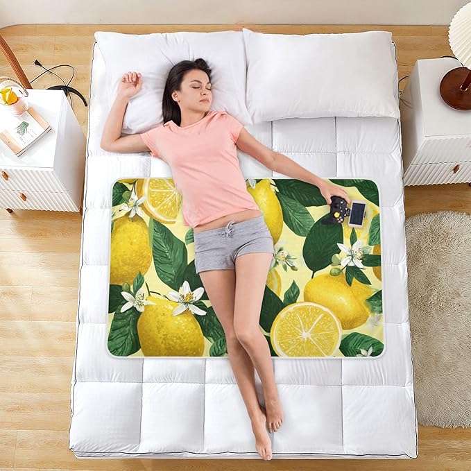 Waterproof Bed Pad Reusable Changing Pad Toddler Mattress Protector Large Pee Pad Baby Diaper Pad Soft Washable Liner Fresh Yellow Lemons Floral