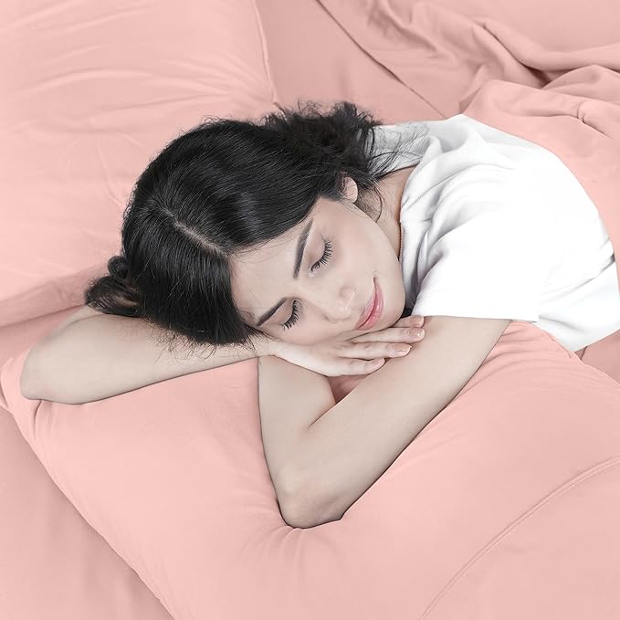 Utopia Bedding Queen Size Sheet Set – 4 Piece Bed Sheets, Soft and Breathable Microfiber, Includes 1 Fitted Sheet, 1 Flat Sheet and 2 Pillowcases – Oeko Tex (Tea Pink)