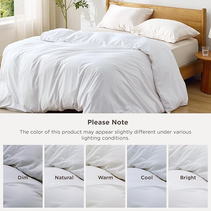 Bedsure Duvet Cover Full Size - Only Includes 1 Duvet Cover (80"x90"), Hotel Luxury Soft Double Brushed All Season Bedding for Kids & Adults, Zipper Closure, NO Comforter, White