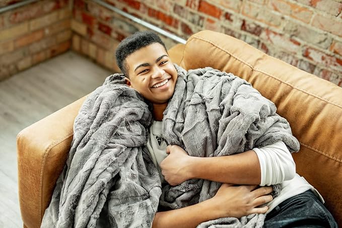 Minky Couture Premium Solid Color Blanket - Soft, Warm, Cozy, Comfortable, (Grande, Sorbet Charcoal)