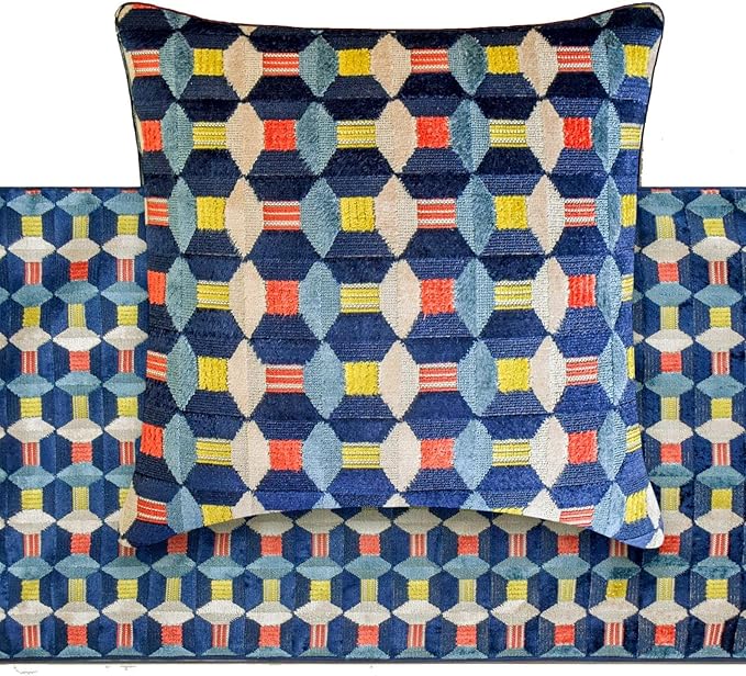 The HomeCentric Blue Bed Runner for King/Queen/Twin Velvet Decorative Bed Scarf 53"x18" Bed Runner Without Pillow Cover, Geometric Bed Scarf Bedroom Décor Accent - Blue Patterns