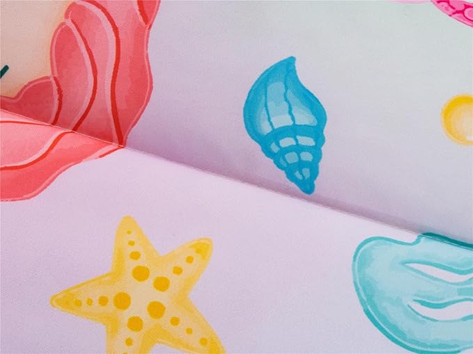 NTBED Mermaid Printed Zipper Bedding Sets Full Lightweight Microfiber Ocean Comforter Sets with Fitted Sheet Pillow Covers,Multi