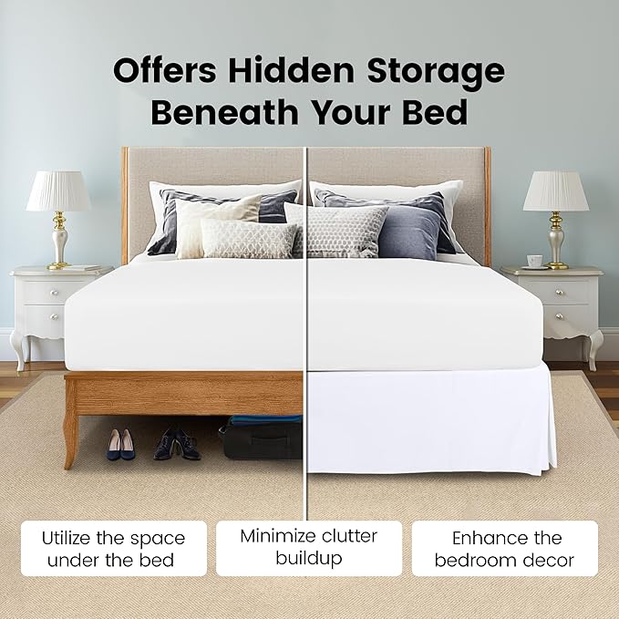 Utopia Bedding Twin Bed Skirt - 20 Pack - Soft Quadruple Pleated Ruffle - Easy Fit with 15 Inch Tailored Drop - Hotel & B&B Quality, Shrinkage and Fade Resistant (Twin, White)