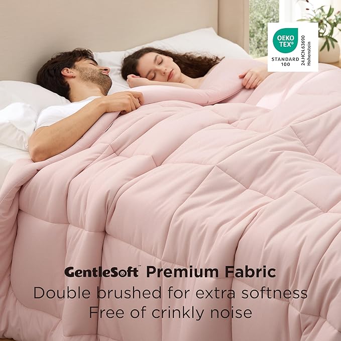 Bedsure Comforter Duvet Insert - Quilted Comforters Oversized King Size, All Season Duvet, GentleSoft Down Alternative Bedding, with 8 Tabs, Gifts for Women/Men, Pink, Oversized King 116 x 98 Inches