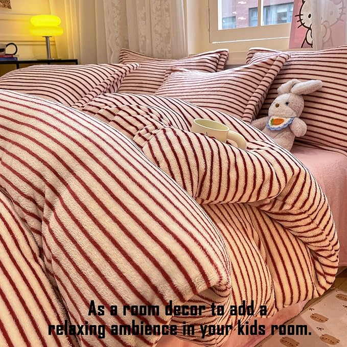 MorroMorn Twin Bedding Sets, Pink Duvet Cover Set, Fluffy Comforter Covers Blanket Ultra Soft Kawaii Cute for Girls Kids Toddler Teen Women Twin/Twin XL Size