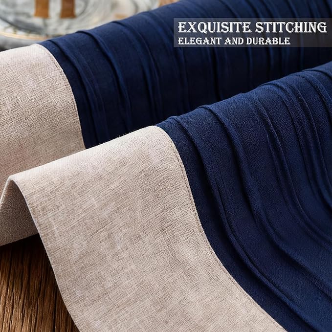 Blue Bed Runner King Stripe Seersucker Pattern Bed Scarf for King Size Blue Textured Quilted BedRunner Decorative for Hotel Bedroom (95 x 20 Inches, 1 Piece)