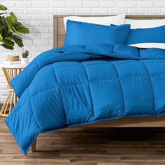Bare Home Comforter Set - Full Size - Ultra-Soft - Goose Down Alternative - Premium 1800 Series - All Season Warmth (Full, Medium Blue)