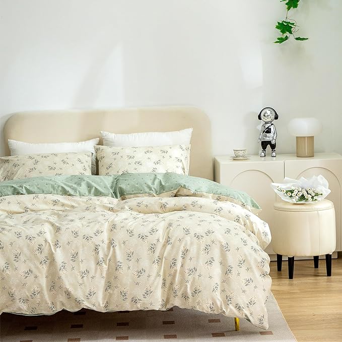 Floral Duvet Cover Queen, 100% Brushed Microfiber 3 Pieces Queen Floral Bedding Sets, Reversible Floral Chic Garden Style Floral Pattern Queen Duvet Cover Floral with Zipper Closure (Floral, Queen)