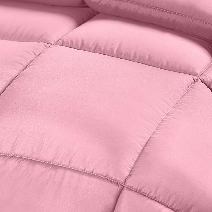 Utopia Bedding Comforter Duvet Insert, Quilted Comforter with Corner Tabs, Box Stitched Down Alternative Comforters Twin Size (Pink)
