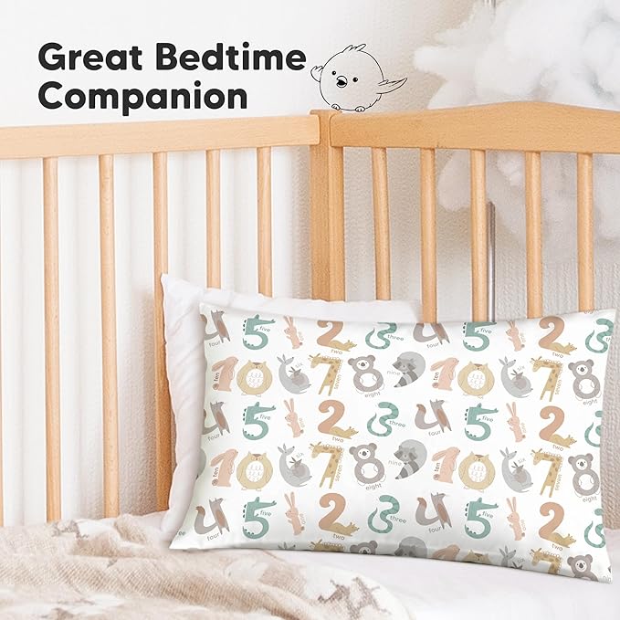 KeaBabies Toddler Pillowcase 13"x18" - Organic Cotton Toddler Pillowcase for Kids, Boys, Girls, Soft & Durable Cotton Cover for Miniature Sleepy Pillows,Cute Colors,Pillow Sold Separately(Wild Count)
