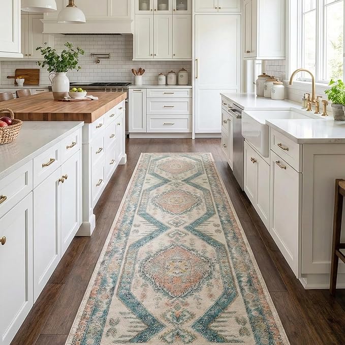 Well Woven Custom Size Runner - Choose Your Length - Jolena Blue & Ivory Vintage Medallion 27 Inch Wide x 90 Feet Long Runner (27" x 90' Runner) Long Rug
