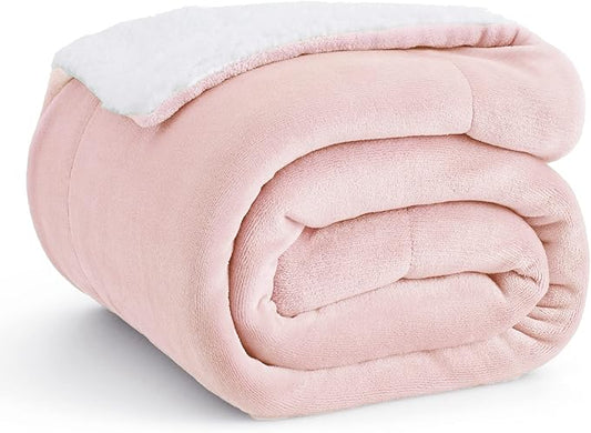 Bedsure GentleSoft Sherpa Fleece Twin Size Blanket for Couch, Non-Heated, Thick and Warm Throw for Women and Girls, Soft Fuzzy Plush Blanket for Winter, Room Home Decor, Pink, 60x80 Inches
