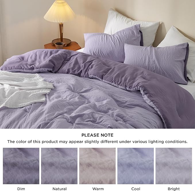 Bedsure Queen Comforter Set, Purple Lavender Soft Prewashed Bedding for All Seasons, 3 Pieces GentleSoft™ Bed Set, 1 Lightweight Comforter (90"x90") and 2 Pillowcases (20"x26")