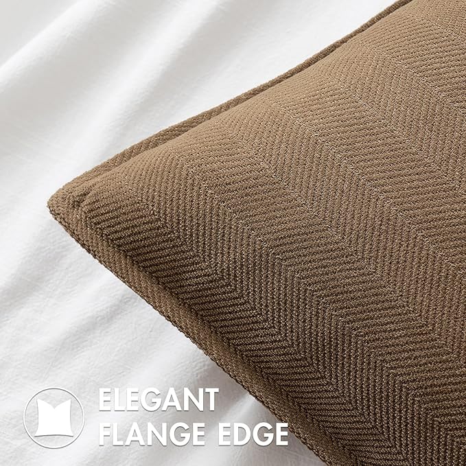 MIULEE Pack of 2 Dark Brwon Decorative Pillow Covers 24x24 Inch Soft Chenille Luxurious Couch Throw Pillows Farmhouse Cushion Covers Euro Shams with Elegant Design for Sofa Bed Living Room Home Decor