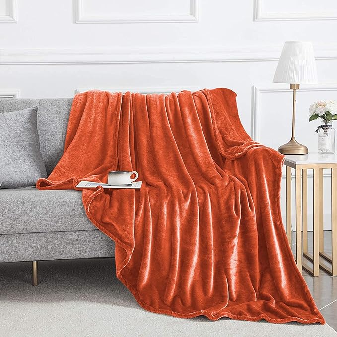 MOONLIGHT20015 Fleece Blanket - Super Soft Fuzzy Rust Throw Blanket for Couch and Sofa - Lightweight Luxury 400 GSM Microfiber Fluffy Bed Blankets and Throws, 50 x 60 Inches (Throw/Travel)