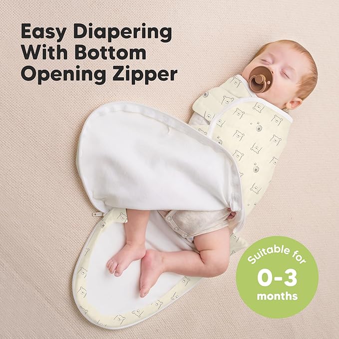Baby Swaddle Sleep Sacks with Zipper - 3-Pack Swaddles for Newborns 0-3 Months, Infant, Baby Girls, Boys, Soft & Durable Newborn Sleep Sack, Easy Diaper Change Swaddling Blanket (Bumble Bear, OS)