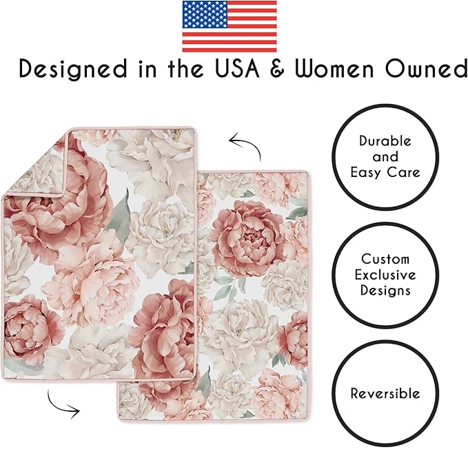 Sweet Jojo Designs 4-Piece Baby Crib Bedding Set (Pink Boho Floral) for Girls, Infants/Nursery incl. Blanket, Fitted Sheet, Skirt, Diaper Stacker (Watercolor, Bohemian, Wildflower, Vintage, Elegant)