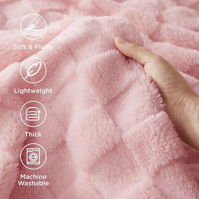 Bedsure GentleSoft Twin Blanket for Bed Pink - Super Soft Cozy Blankets for Women Men Girls, Cute Fuzzy Fleece Throws for Bedroom Couch, 60x80 Inches