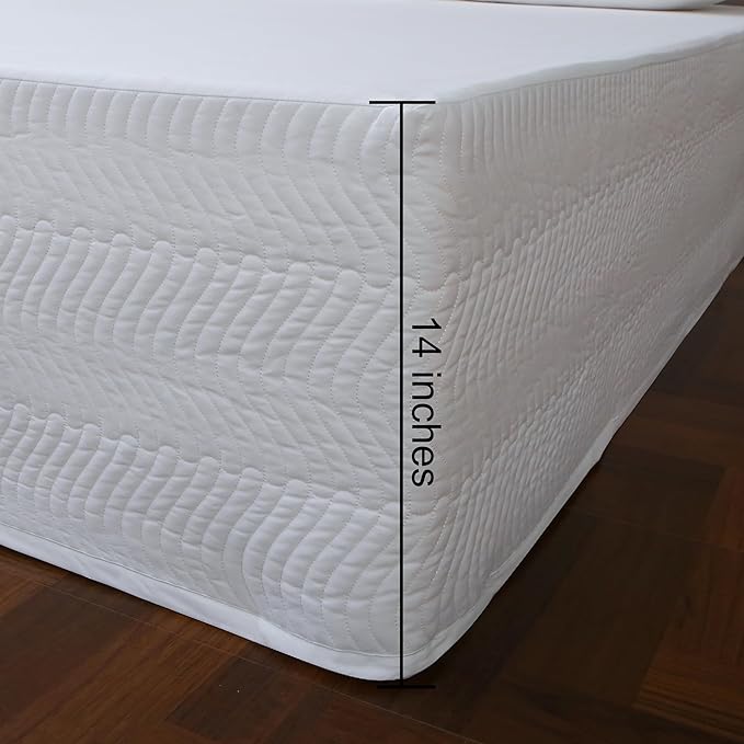 Full Bed Skirt-Box Spring Cover with 14 Inch Tailored Drop,Wrinkle and Fade Resistant Hotel Wrap Around Bed Skirts,Bed Frame Cover (Wave Pattern White, Full)