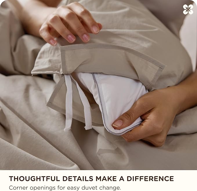 Bedsure Cotton Duvet Cover Oversized King - Luxury Slub Weave 100% Cotton Duvet Cover with a Linen Like Textured, Easy Change Durable Bedding, Natural Linen, 120" x 98"