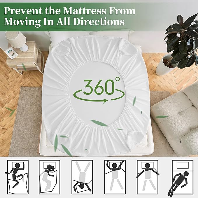 Premium California King Size Mattress Protector,Waterproof HN Cooling Bed Mattress Cover,Breathable Noiseless Fitted 8"-21" Extra Deep Pocket Anti Slip and Wear-Resistant(3-in-1,Cal King)