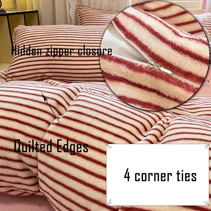 MorroMorn Pink Duvet Cover Queen, Pink Bedding Sets, Fluffy Comforter Covers Set, Down Alternative Blanket Ultra Soft Kawaii Cute for Girls Kids Teen Women Full Double Size