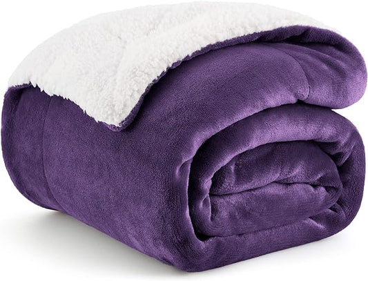 Bedsure GentleSoft Sherpa Fleece Throw Blanket for Couch, Non-Heated, Thick and Warm Throw Gifts for Women and Girls, Soft Fuzzy Plush Christmas Blanket for Winter, Purple, 50x60 Inches