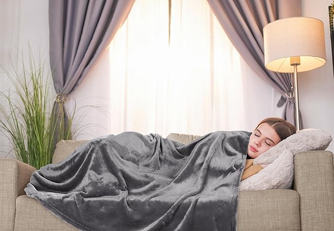 Utopia Bedding Fleece Blanket Twin Size Grey (60x80 Inches) Ultra Soft Warm Lightweight Microfiber Breathable Anti-Static Cozy Winter Bed Blanket, All-Season Home Decor Gift for Men & Women