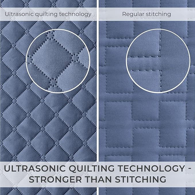 Mellanni Twin Bedspread Coverlet Set - Bedding Cover with Sham - Ultrasonic Quilting Technology - 2 Piece Oversized Quilt Set - Bedspreads & Coverlets (Twin, Medallion Blue)