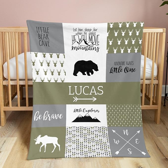 Personalized Name Blankets for Baby, Custom Blankets for Infant Toddler, Babys Gifts for Birthday Gifts for Boys Kids Teen New Mom, Essential Newborn Items, Cypress, 35"x45"