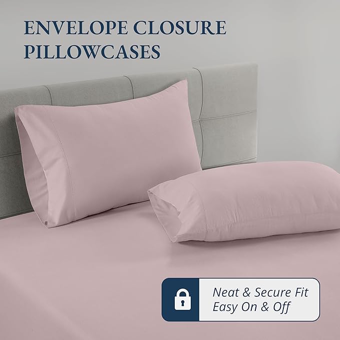 LANE LINEN Fitted Sheet King Size, 100% Organic Cotton, 3-Piece Set (1 Fitted Sheet,2 Pillowcases), Percale Weave, Ultra Soft, Breathable,Fits Mattress Upto 15" Deep - Sepia Rose (No Flat Sheet)