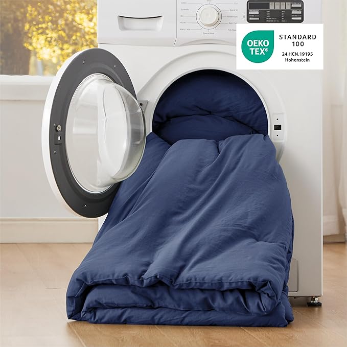 Bedsure Super King Comforter Set, Navy Soft Prewashed Bedding for All Seasons, 3 Pieces GentleSoft™ Bed Set, 1 Lightweight Comforter (120"x120") and 2 Pillowcases (20"x36")