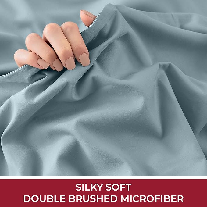 Mellanni Twin XL Fitted Sheet - Iconic Collection Bedding Sheets with up to 16 inch Deep Pocket - Soft & Cooling - Fade & Stain Resistant - 1 PC (Twin XL, Spa Blue)