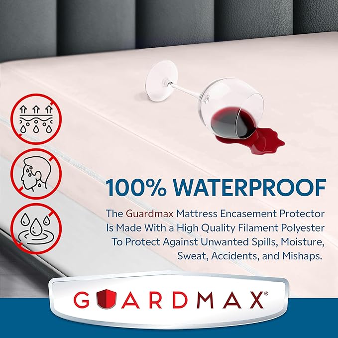 Guardmax Jersey Knitted Mini Crib Size Zippered Mattress Encasement - Waterproof & Bed Bug Proof Mattress Protector - Comfortable, Soft, and Noiseless Zippered Bedding - Dust Mite Proof (24 x 38 x 3)