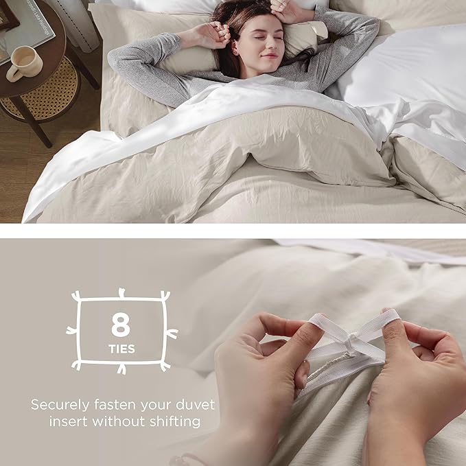 Bedsure California King Duvet Cover Only - Prewashed Cotton-Like Polyester Extra Soft All Season Bedding, Includes 1 Cal King Duvet Cover 104x98 Inches with Zipper Closure, Linen, No Comforter