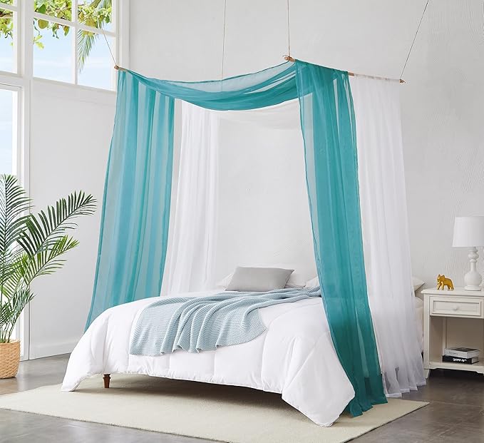Warm Home Designs Green Teal Bed Canopy Curtains in 55 x 360 Inch Size. Our King Canopy Bed Curtains Work Great as Kids Canopy, Bed Scarf, Bed Curtain or to Enhance Bed Decor. BC Teal 360"