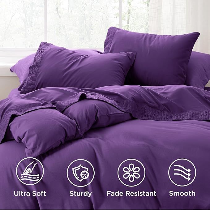 Bedsure Twin Sheets Set - 3 Pieces Soft Twin Bed Sheets - Breathable & Cooling - Hotel Luxury - Easy Care Polyester Microfiber Bedding for Women, Men, Purple