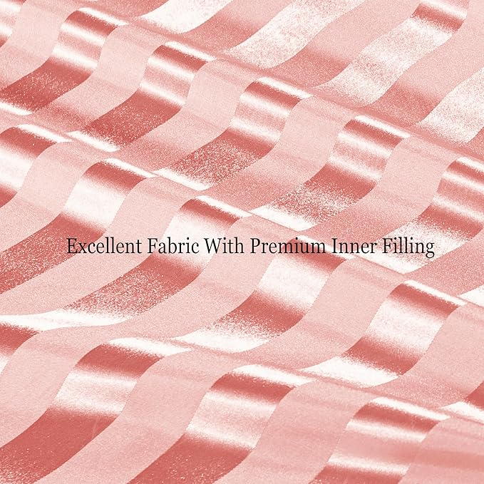 Whale Flotilla 3-Piece Reversible Silky Soft Queen Comforter Set, Luxury Stripe Satin Comforters Full Size Bedding Set with 2 Satin Pillowcases, Lightweight Duvet for All Seasons, Pink