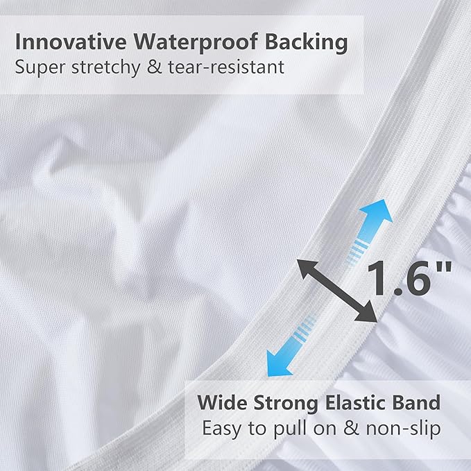 King Size Mattress Pad Waterproof, Cooling Mattress Topper Noiseless, Leak Proof Mattress Protector Deep Pocket Washable, Quilted Fitted Soft King Mattress Pad Cover (78x80 inch, White)