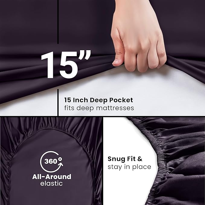 Utopia Bedding Full Fitted Sheet - Bottom Sheet - Deep Pocket - Soft Microfiber - Shrinkage and Fade Resistant - Easy Care -1 Fitted Sheet Only (Purple)